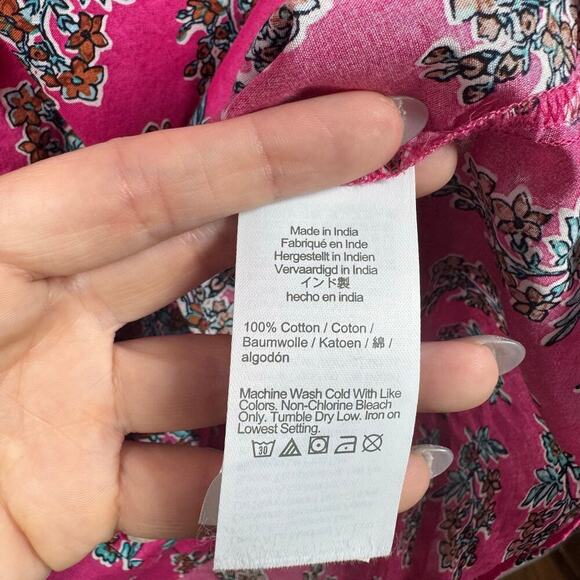 J.CREW Top Women XXL Pink Floral Long Sleeve Light Weight Cotton Signature Fit - Picture 6 of 7